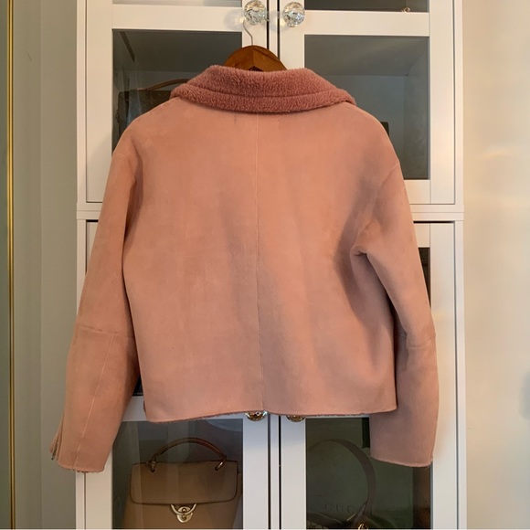 Zara Faux Suede Shearling Winter Moto Jacket Size L - Picture 7 of 9